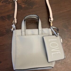 Rae Dunn Gray Leather Tote Bag with LOVE Tag